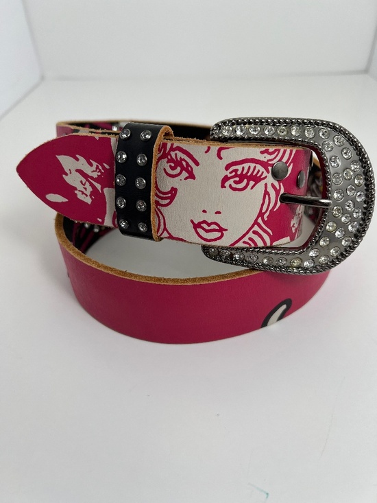 Ed Hardy Y2K Reversible Rhinestone Studded Leather Belt main image 3